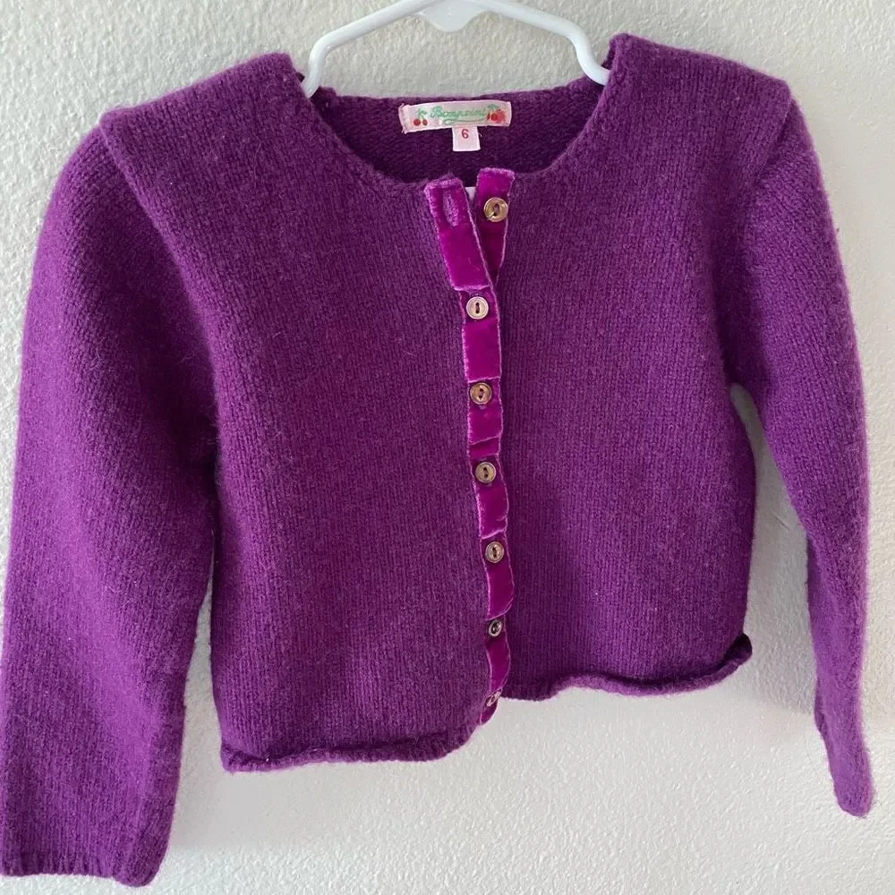Bonpoint Purple Knit Cardigan
